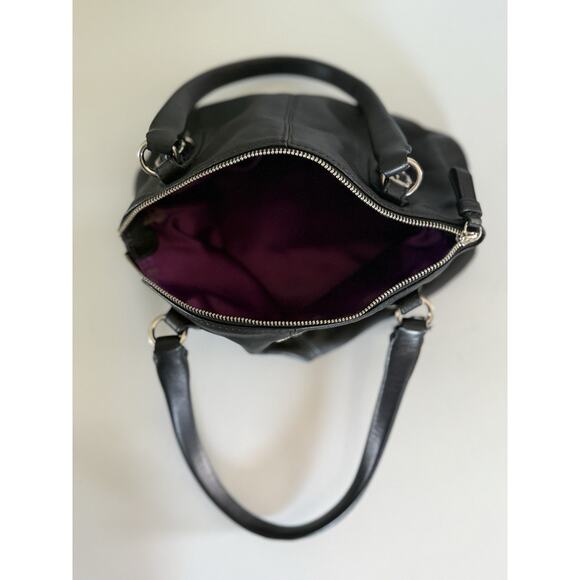 Coach Black Leather Handbag Zipper Purple Interior 10.5”x5”x6” - Picture 10 of 13